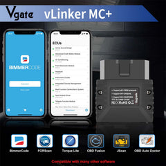 Vgate vLinker MC+ plugged into car OBD port demonstrating unobtrusive installation