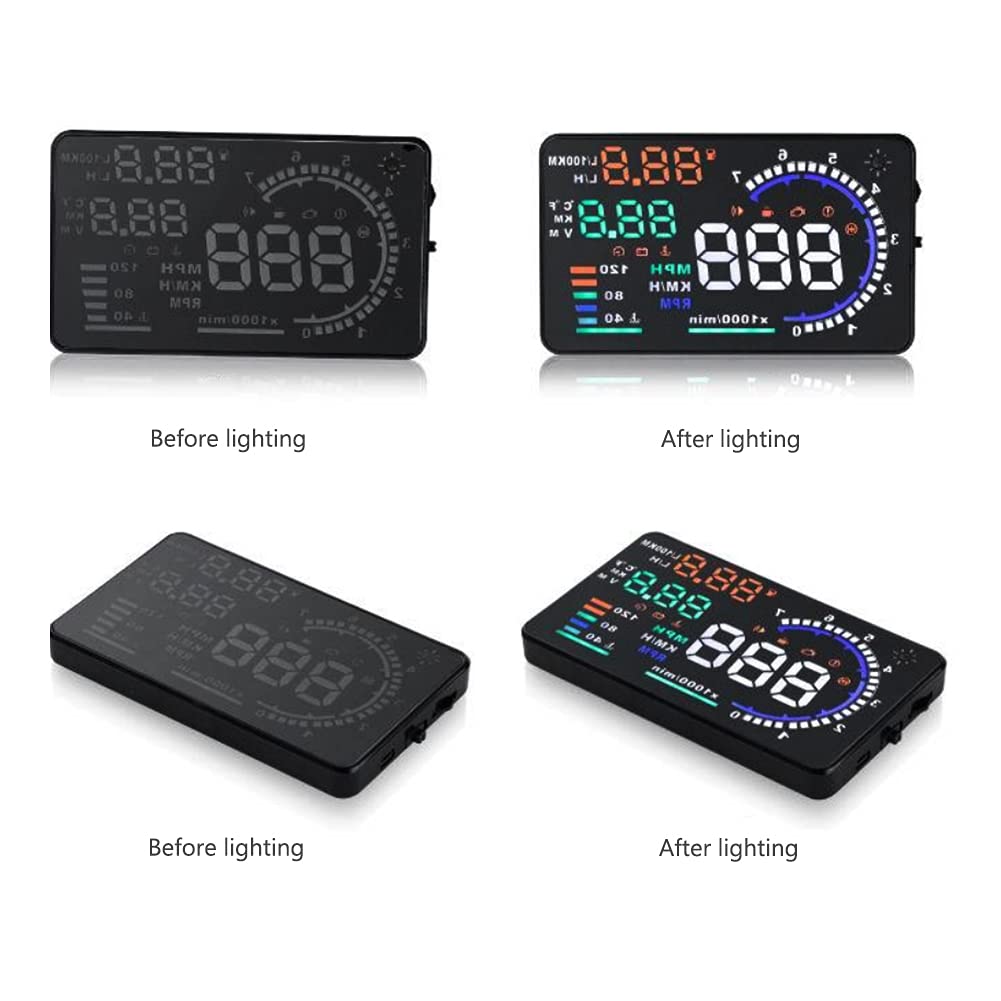 VGEBY HUD projecting speed and rpm onto windshield for safer focus