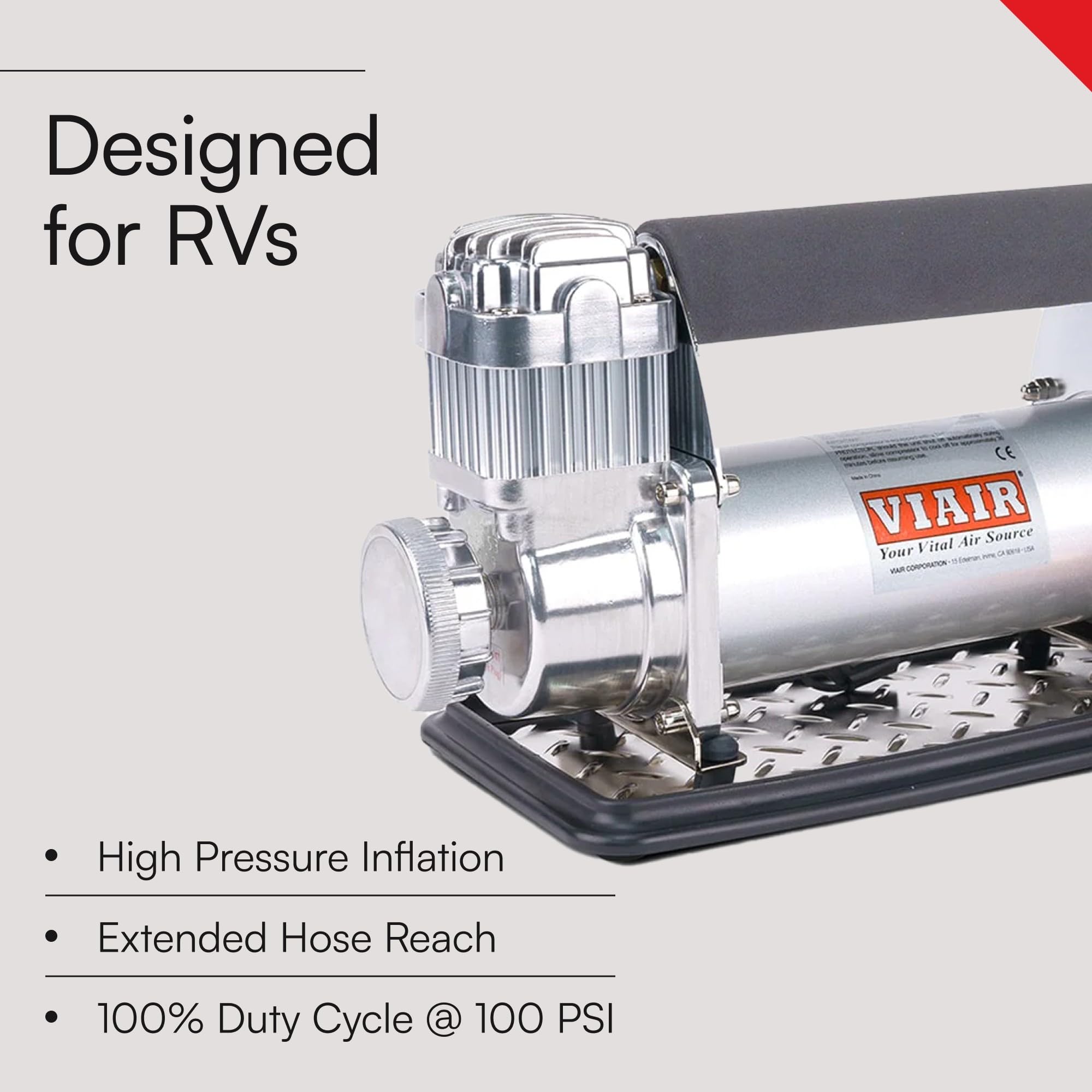VIAIR compressor side ports and fittings for quick battery and hose connections benefit