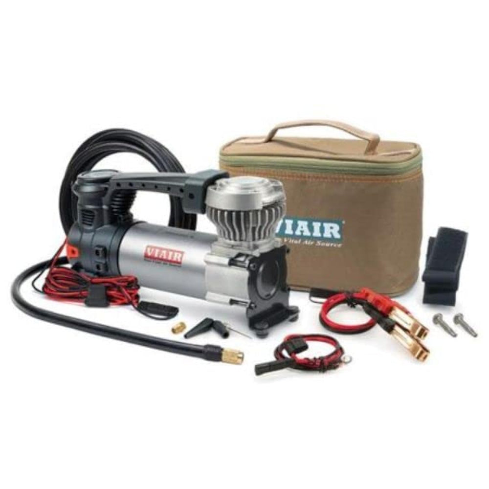 VIAIR 88P front view showing gauge and controls for quick pressure checks
