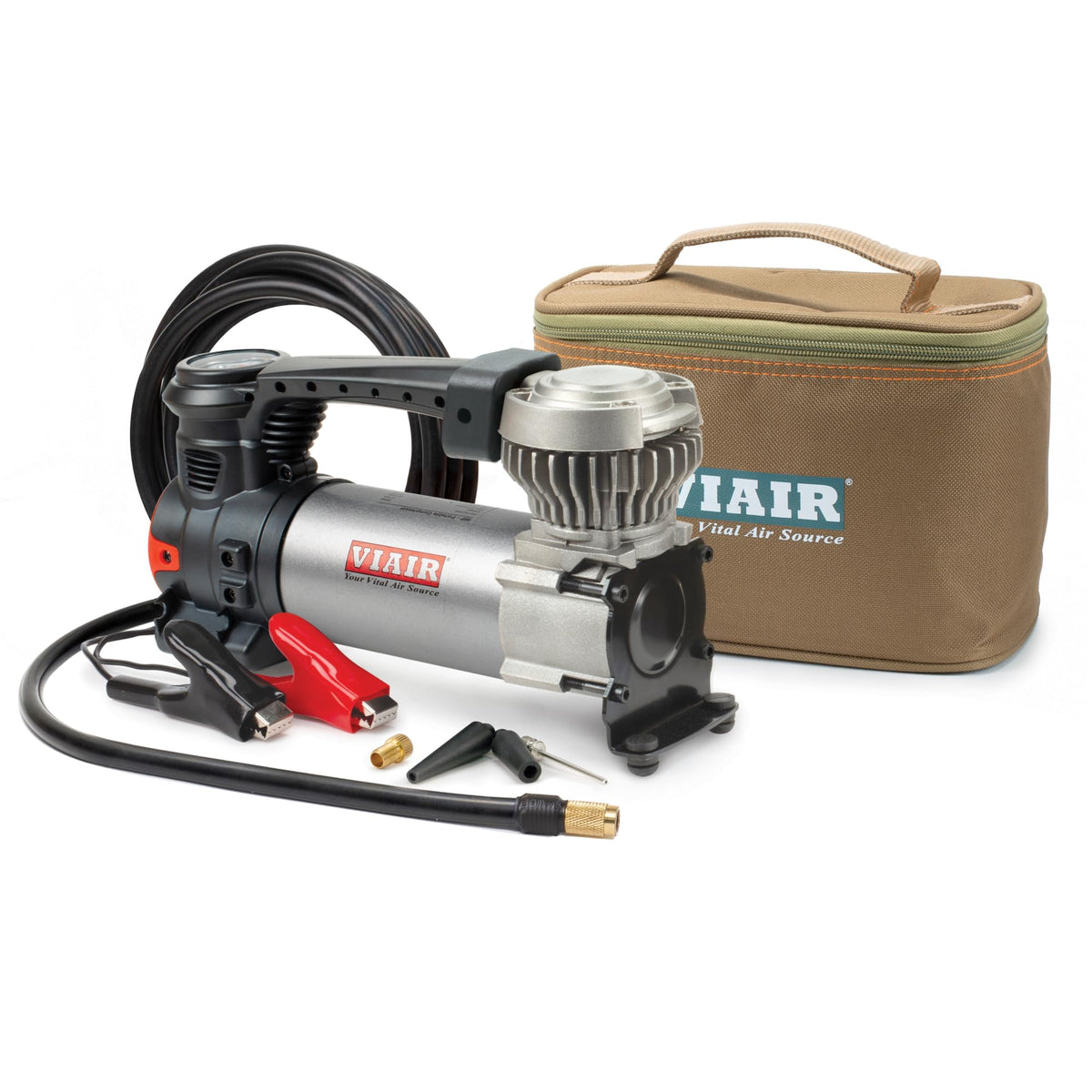 VIAIR 88P front view compact compressor showing size and design for easy storage