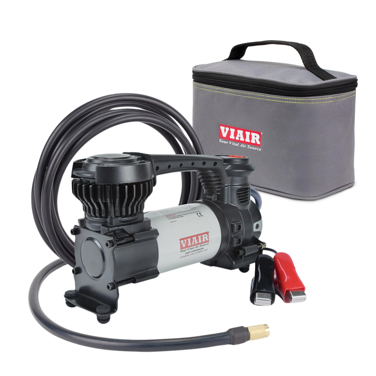 VIAIR EVC88P front profile showing compact compressor and benefits portability