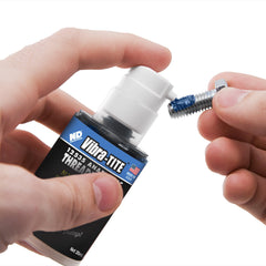 Vibra-TITE being applied to a threaded bolt, brand prevents loosening from vibration