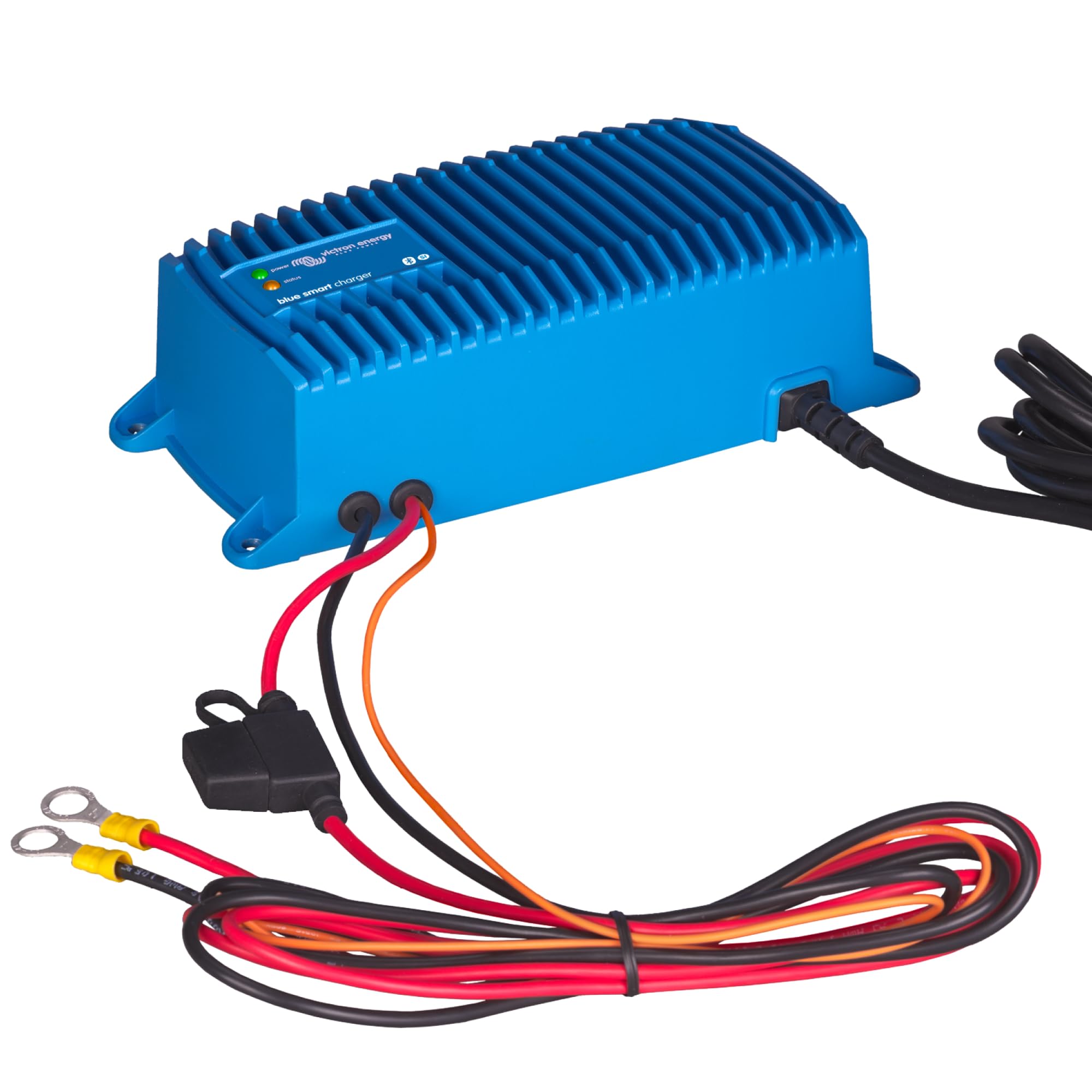 Victron Energy front view of charger showing durable waterproof housing and clear connections