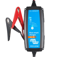 Victron Energy charger front view showing compact weatherproof design for reliable charging