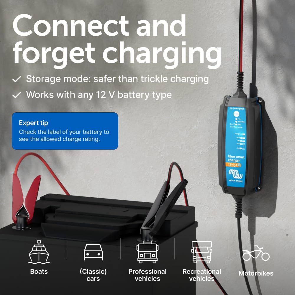Victron Energy M8 eyelets mounted on battery for permanent connection convenience