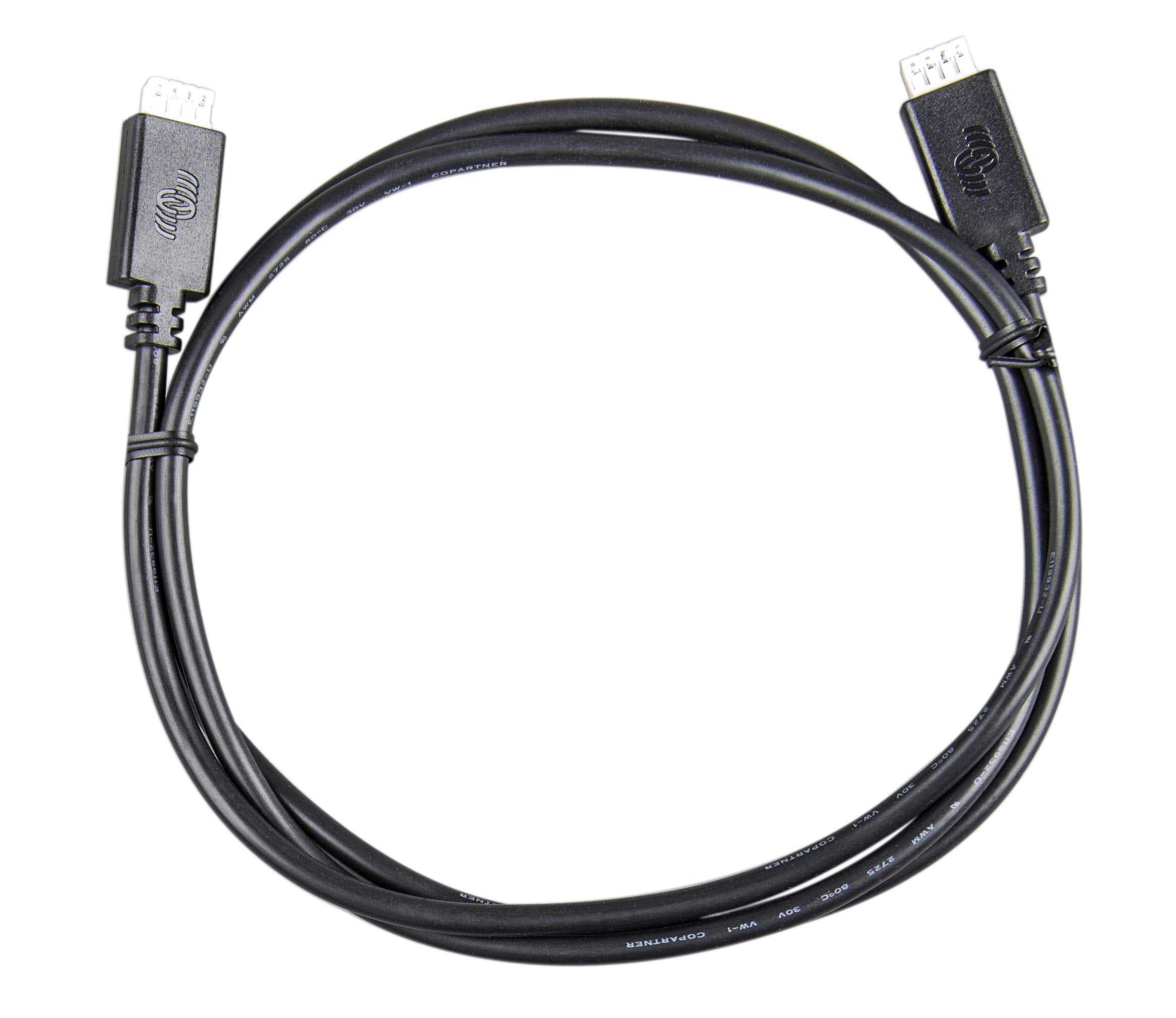 Victron Energy VE.Direct cable front connector showing compatibility and tidy connection
