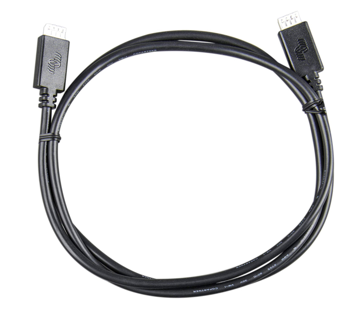 Victron Energy VE.Direct cable front connector showing compatibility and tidy connection
