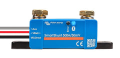 Victron SmartShunt front view showing compact waterproof housing and easy mounting