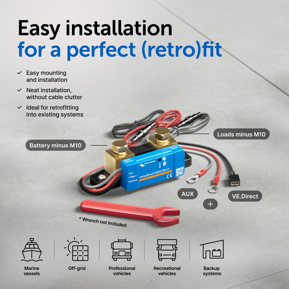 Victron SmartShunt installed in RV battery compartment demonstrating space-saving fit