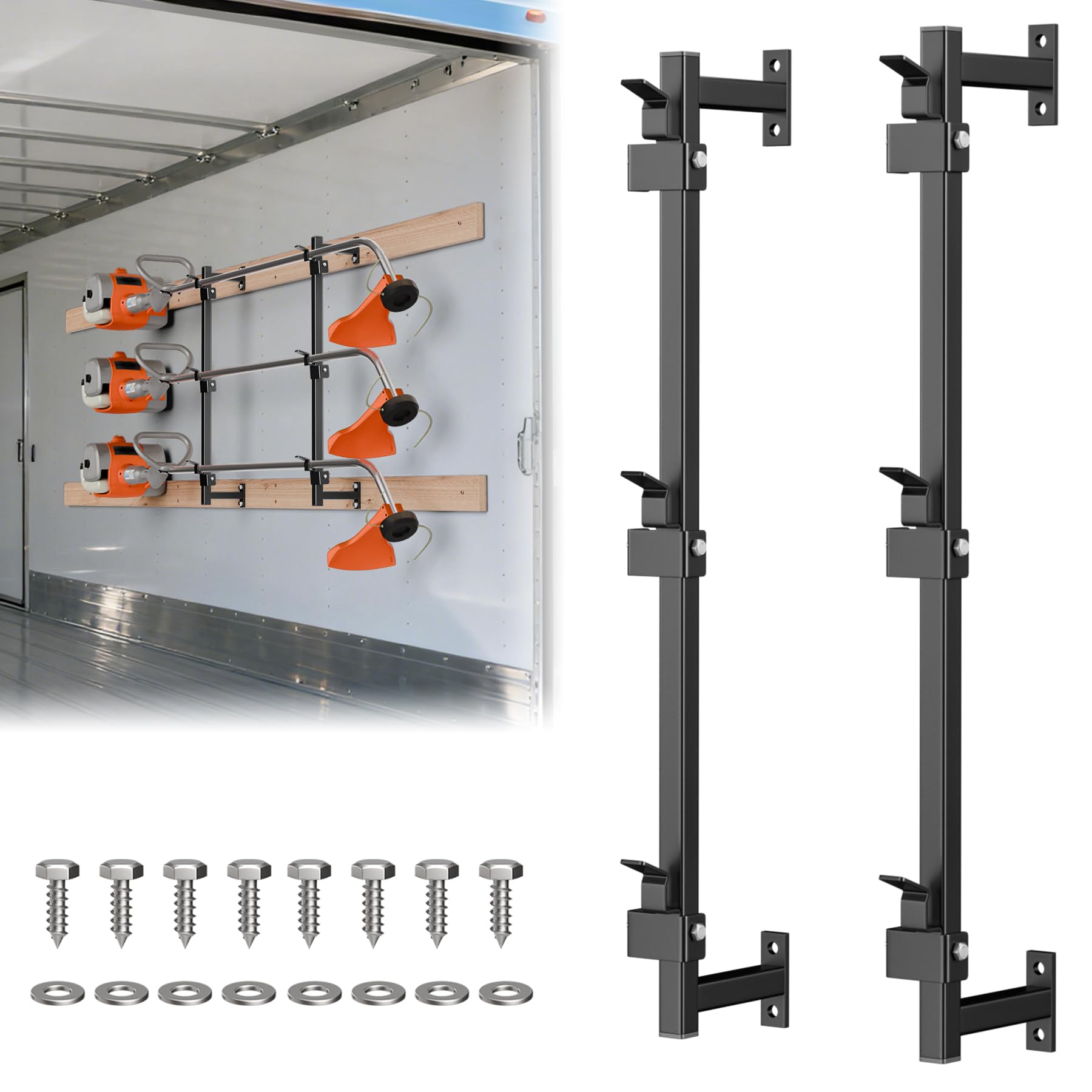 ViewKur front-mounted rack showing tidy trimmer storage and protection