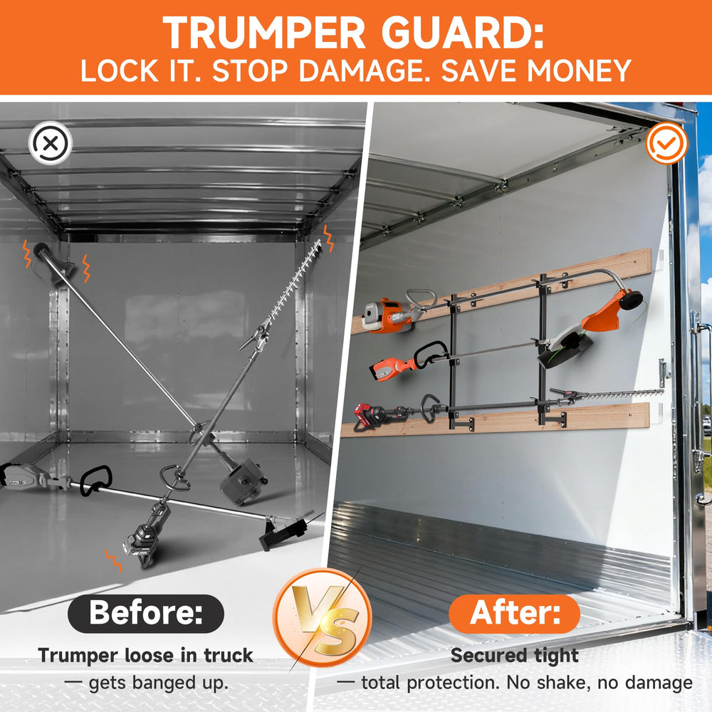 ViewKur handle cradle detail keeping trimmer off trailer walls and scratch-free