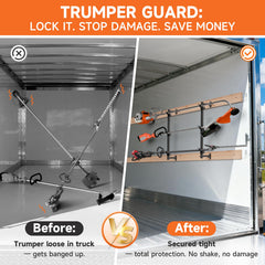 ViewKur handle cradle detail keeping trimmer off trailer walls and scratch-free