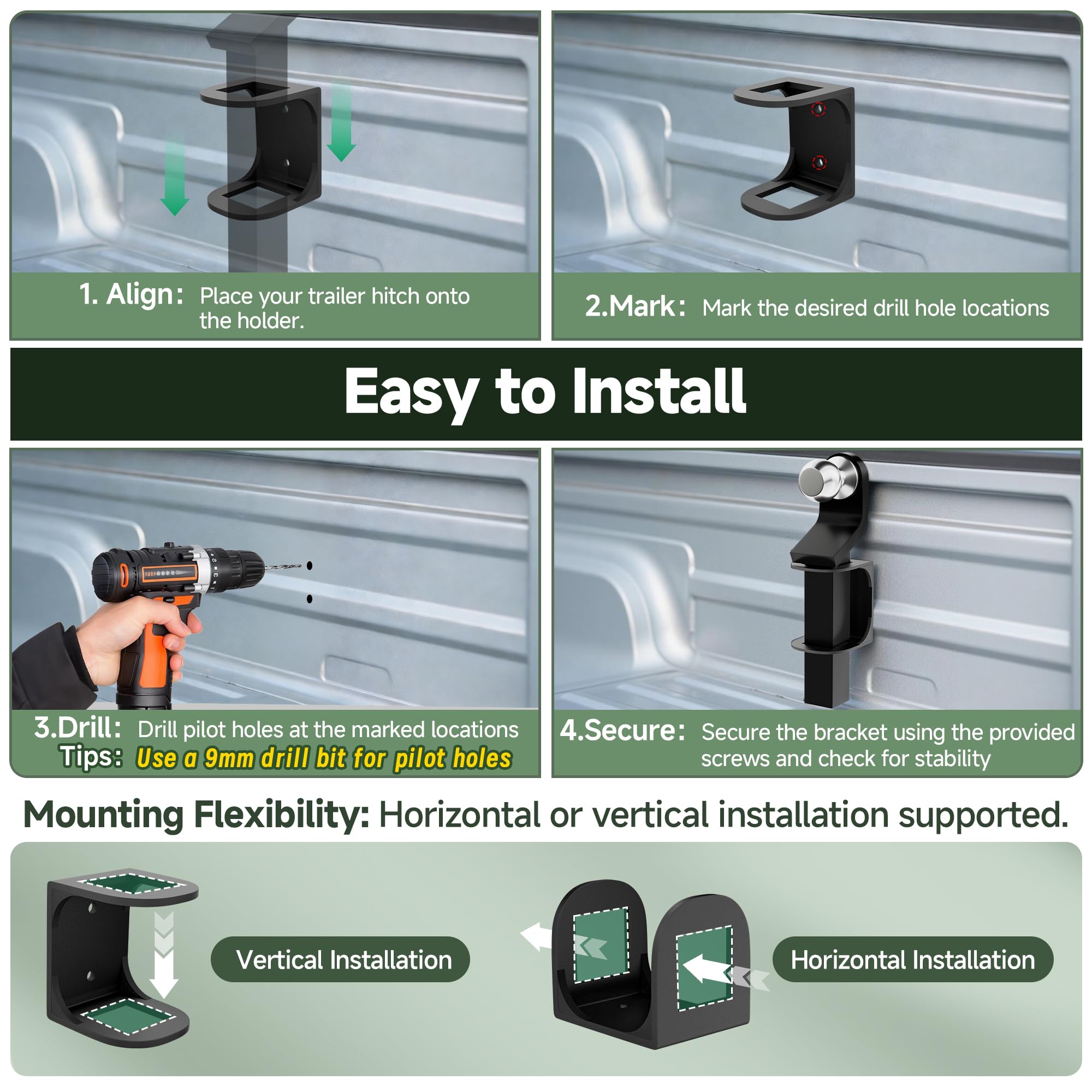 ViewKurM vertical mount in RV storage keeping hitch out of bumper zone
