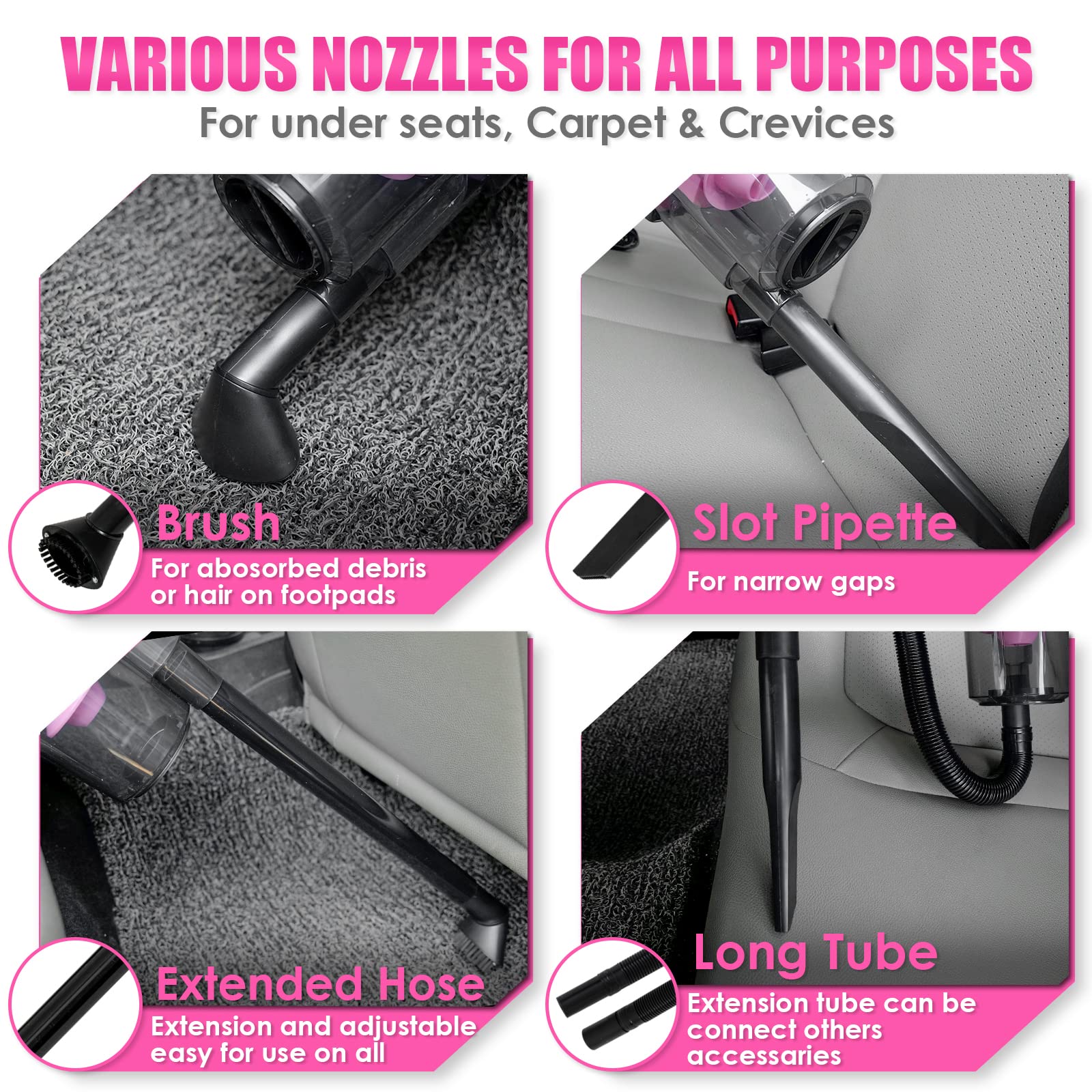 Viewsun detailing brushes arrangement showing assorted brush heads for precision cleaning