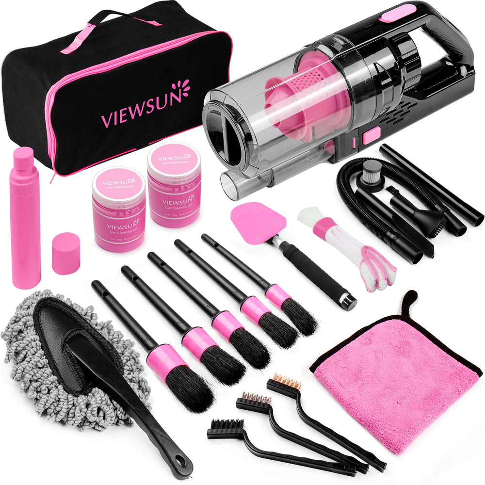 Viewsun front packaging showing full 17pc pink kit and organized tools
