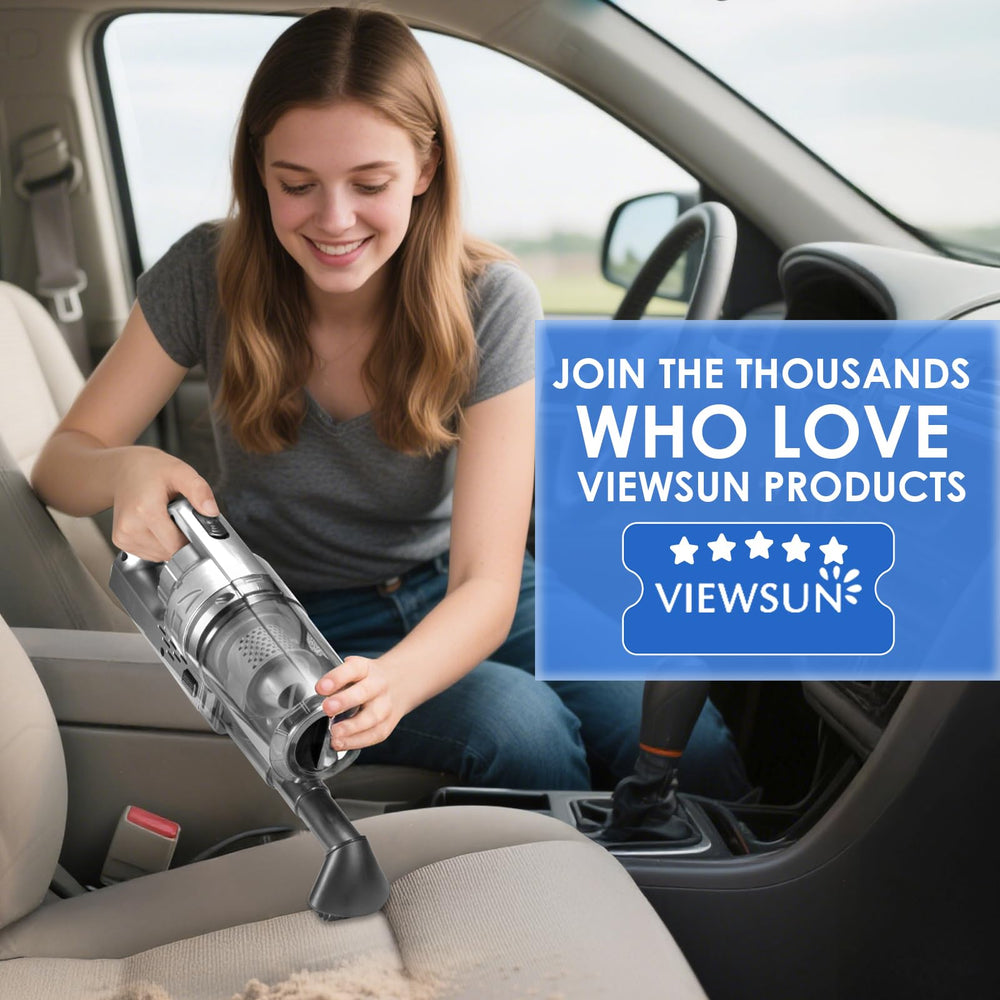 Viewsun kit next to a hand showing size for easy handling benefit