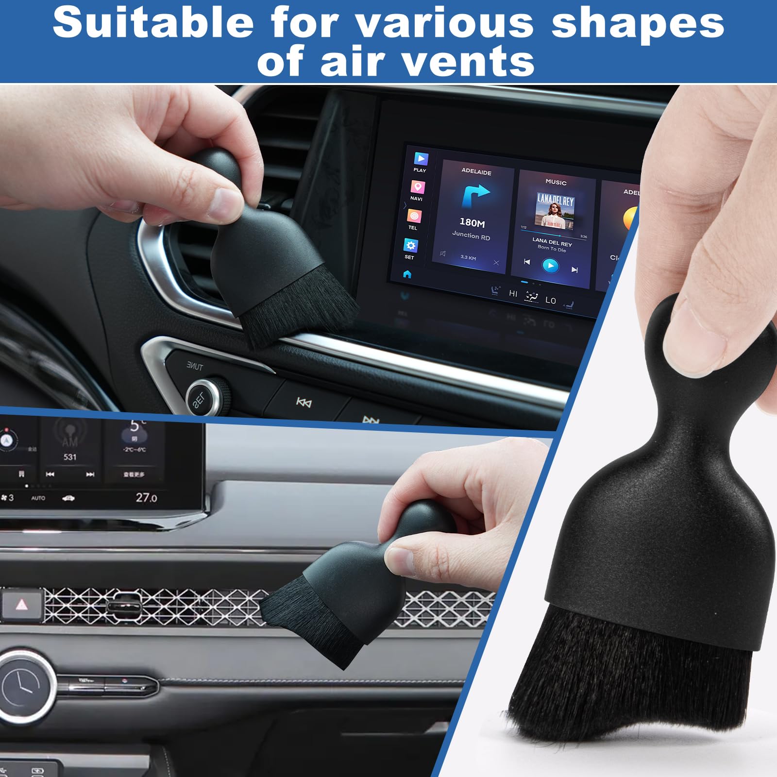 Viewsun tool in use wiping dashboard to remove dust and restore clean appearance