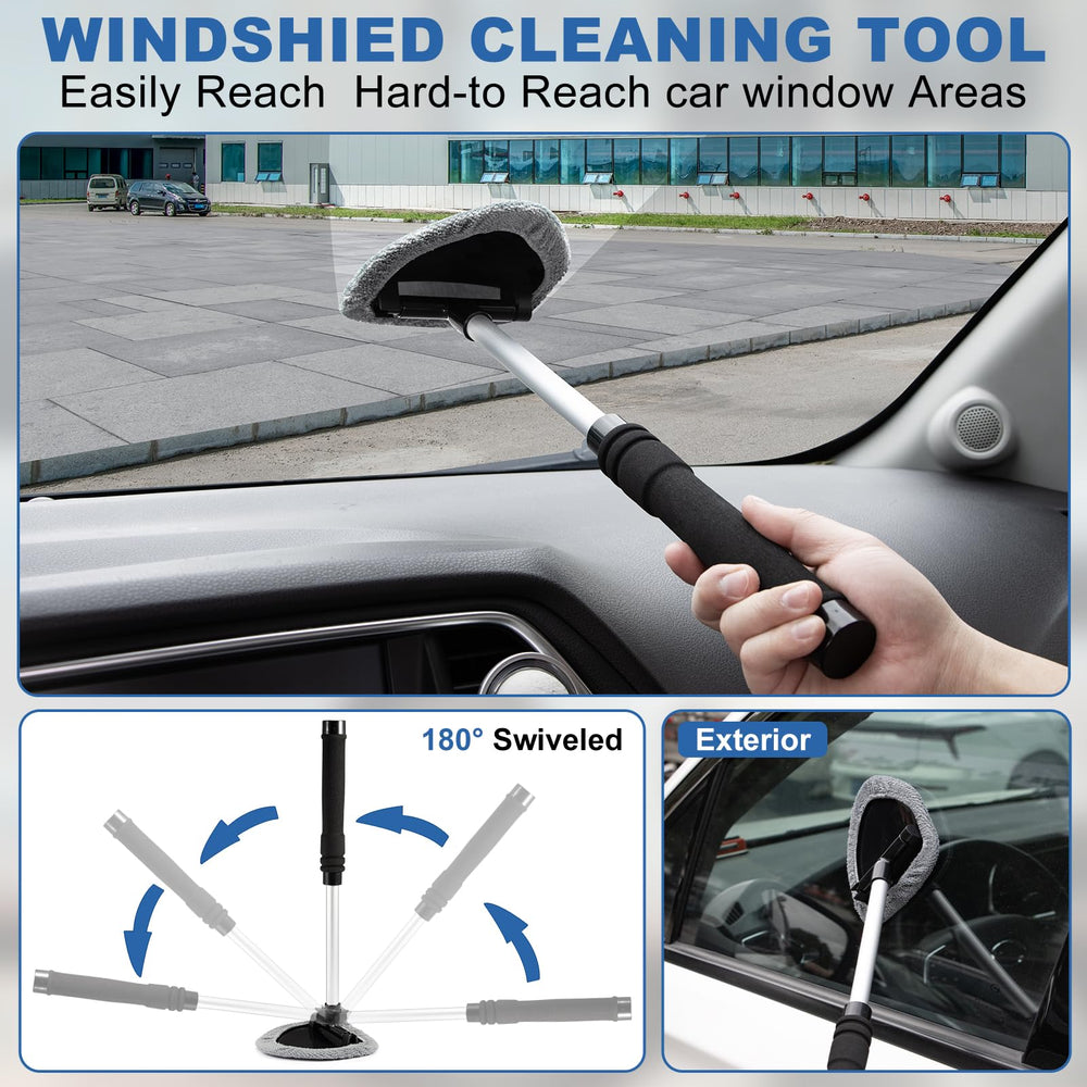 Viewsun windshield cleaner close-up showing microfiber pad for streak-free glass