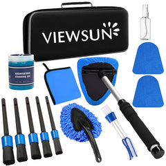 Viewsun windshield cleaner front view showing extendable handle and swivel head for reach
