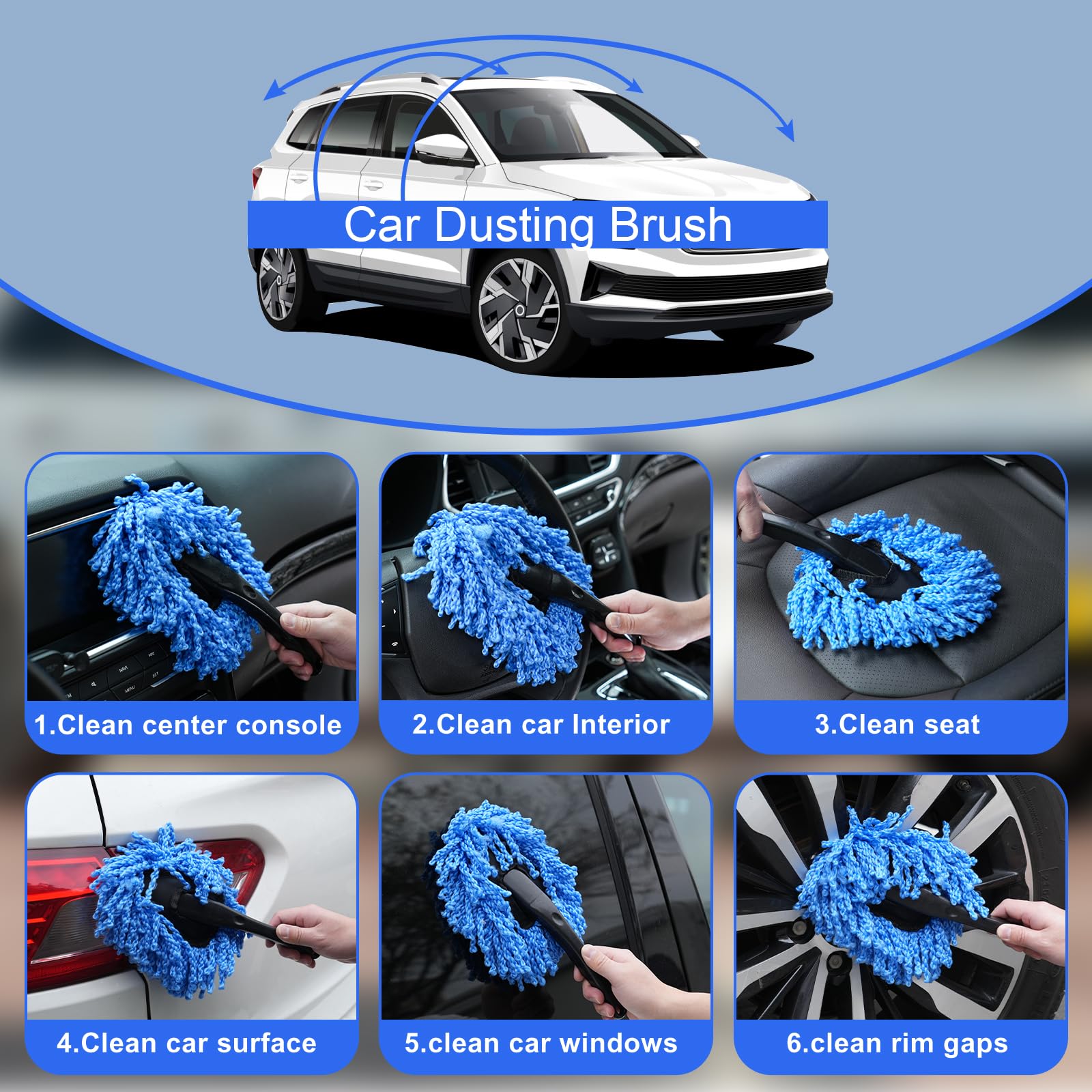 Viewsun windshield cleaner in use wiping a curved rear window for effective cleaning