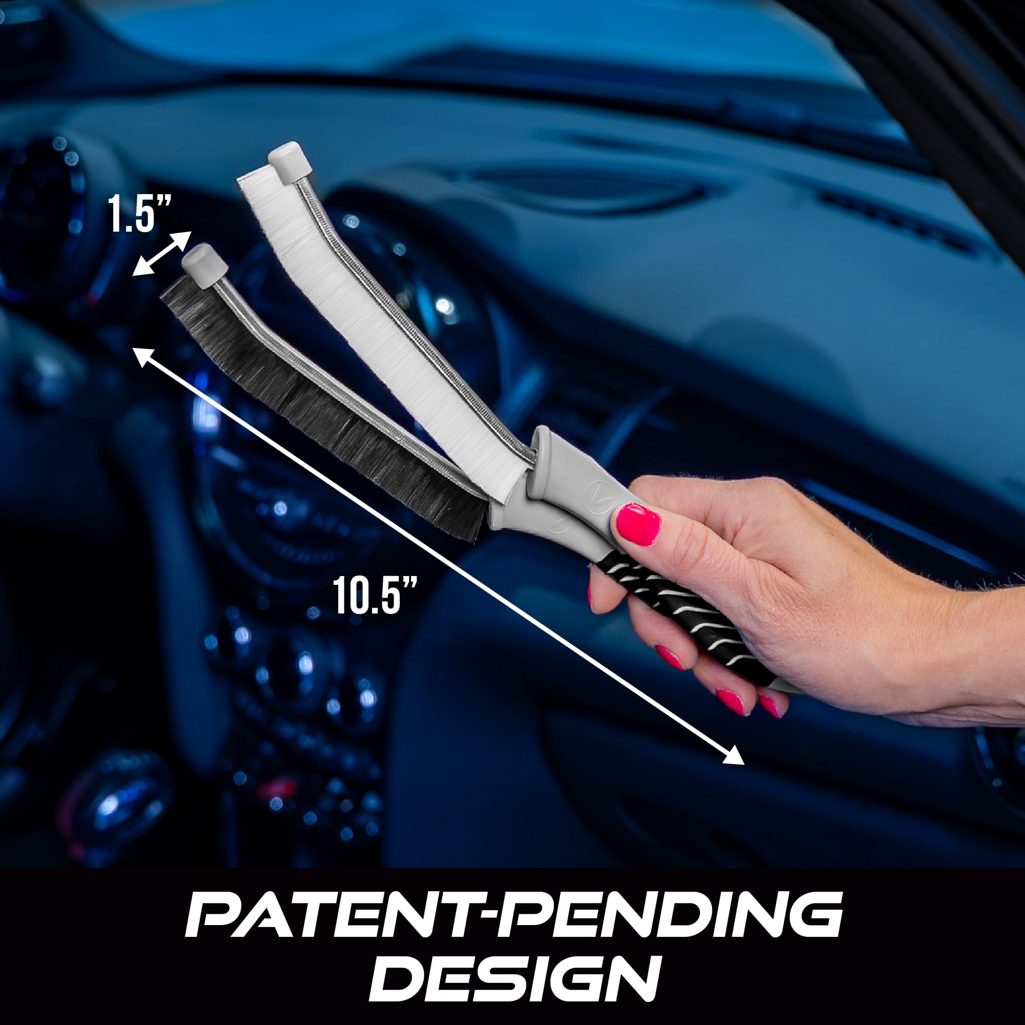 VIKING brushes in a car interior being used for precision detailing