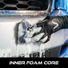 VIKING mesh bug sponge removing insect residue from a car windshield