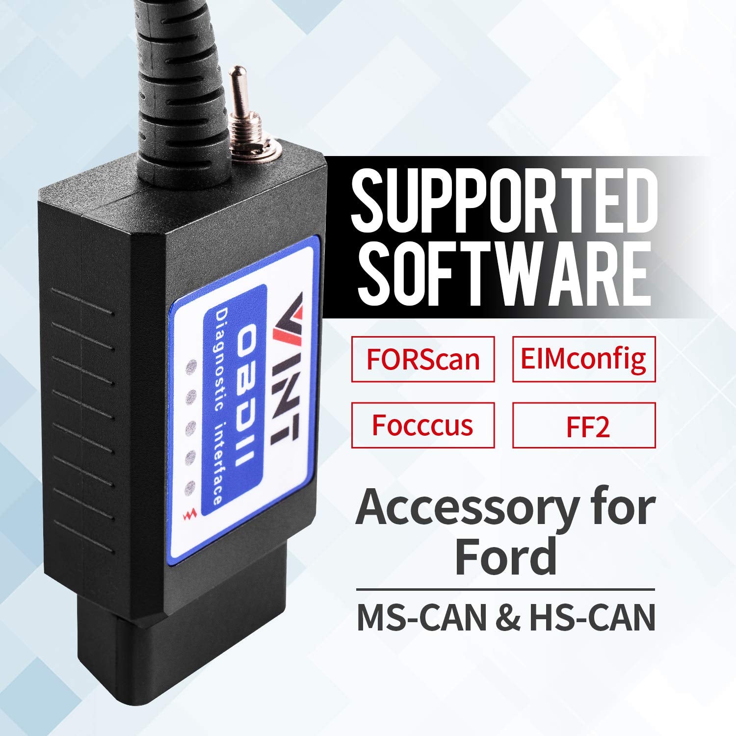 VINTscan close-up of MS-CAN HS-CAN switch for easy bus selection benefit