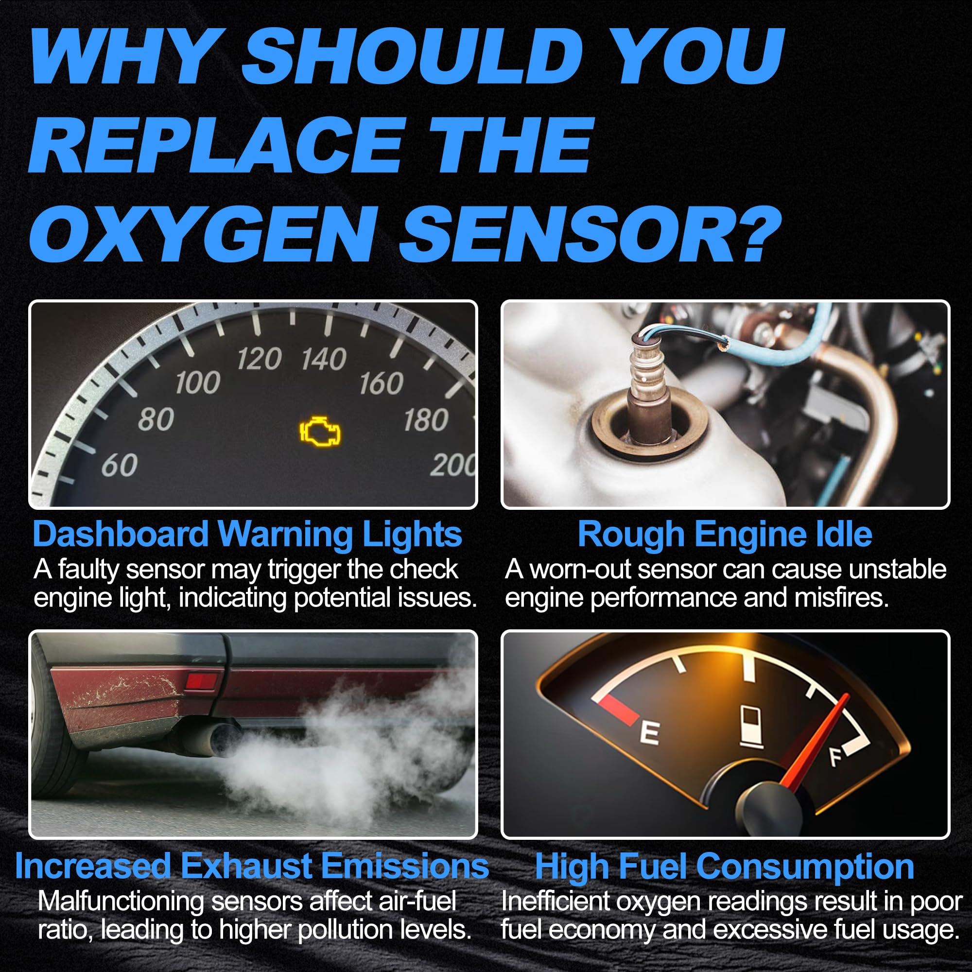 Vipcar oxygen sensor packaging box with parts and instructions showing complete kit benefit