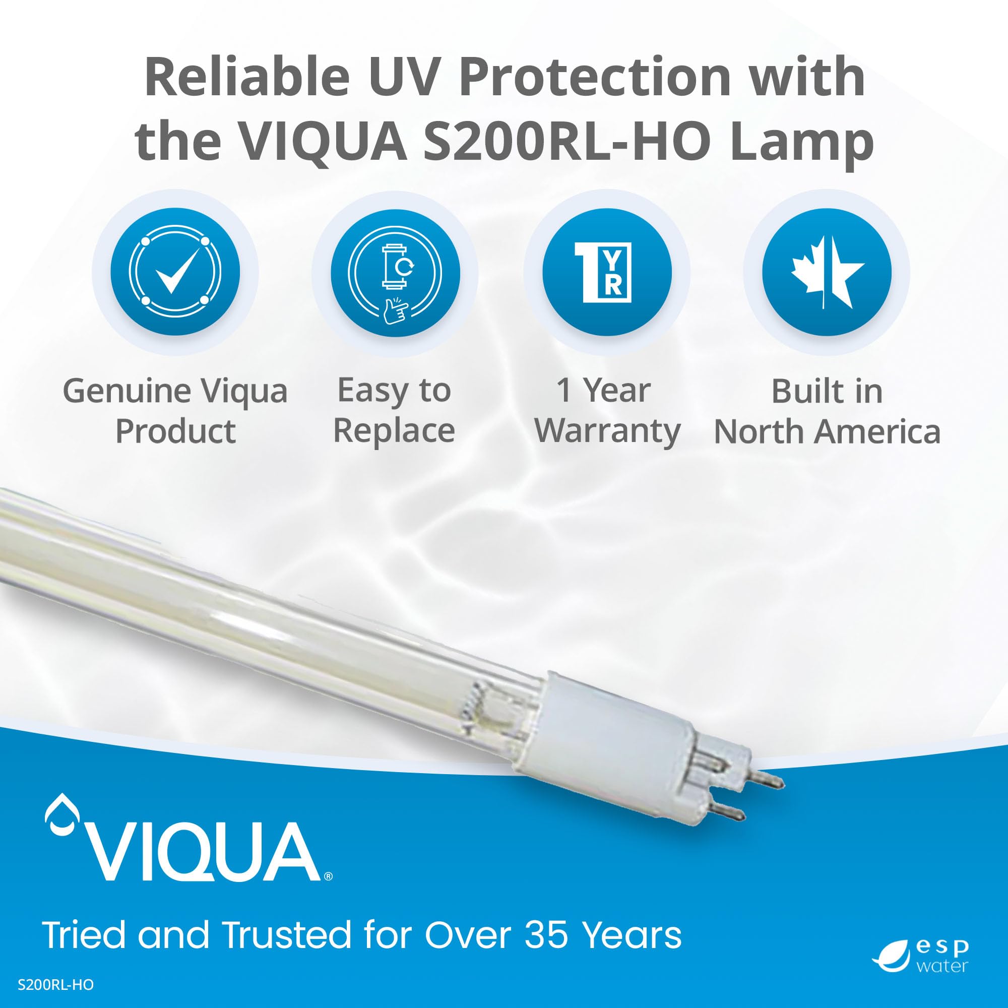 Viqua close-up of lamp end connector showing secure electrical connection benefit