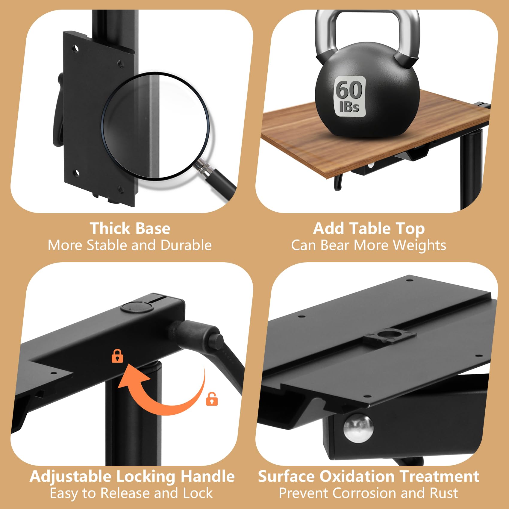 Virego leg in use on camper table illustrating stable dining benefit