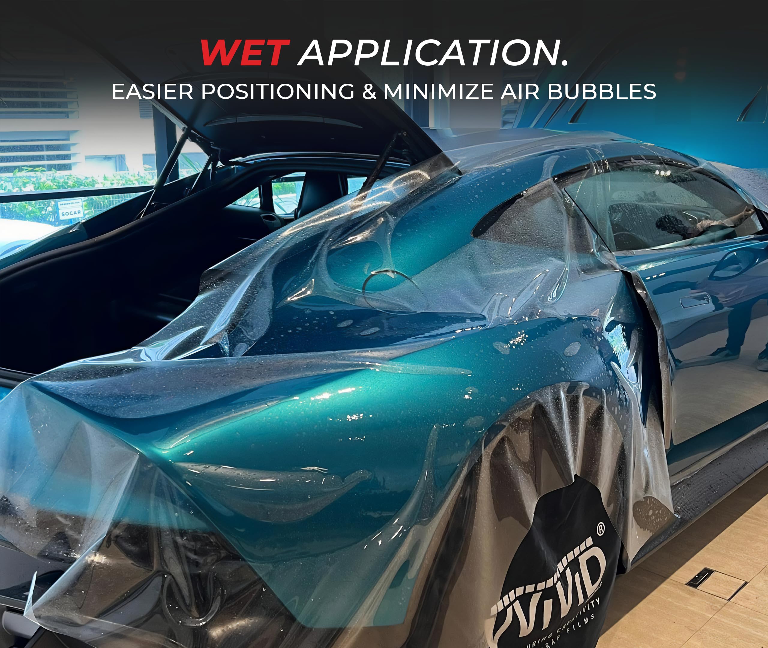 VViViD film applied to bumper demonstrating paint protection and impact defense