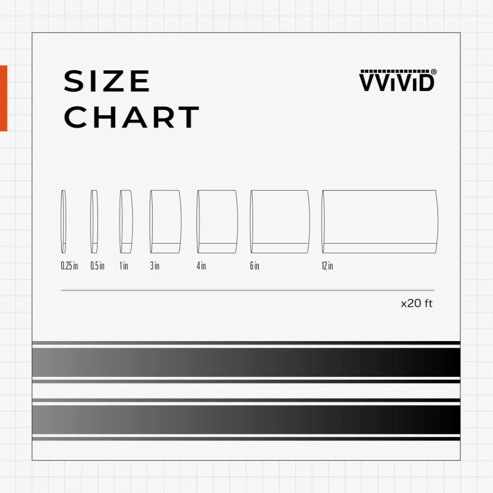 VViViD roll next to ruler, shows 4 inch width and 20 ft length scale