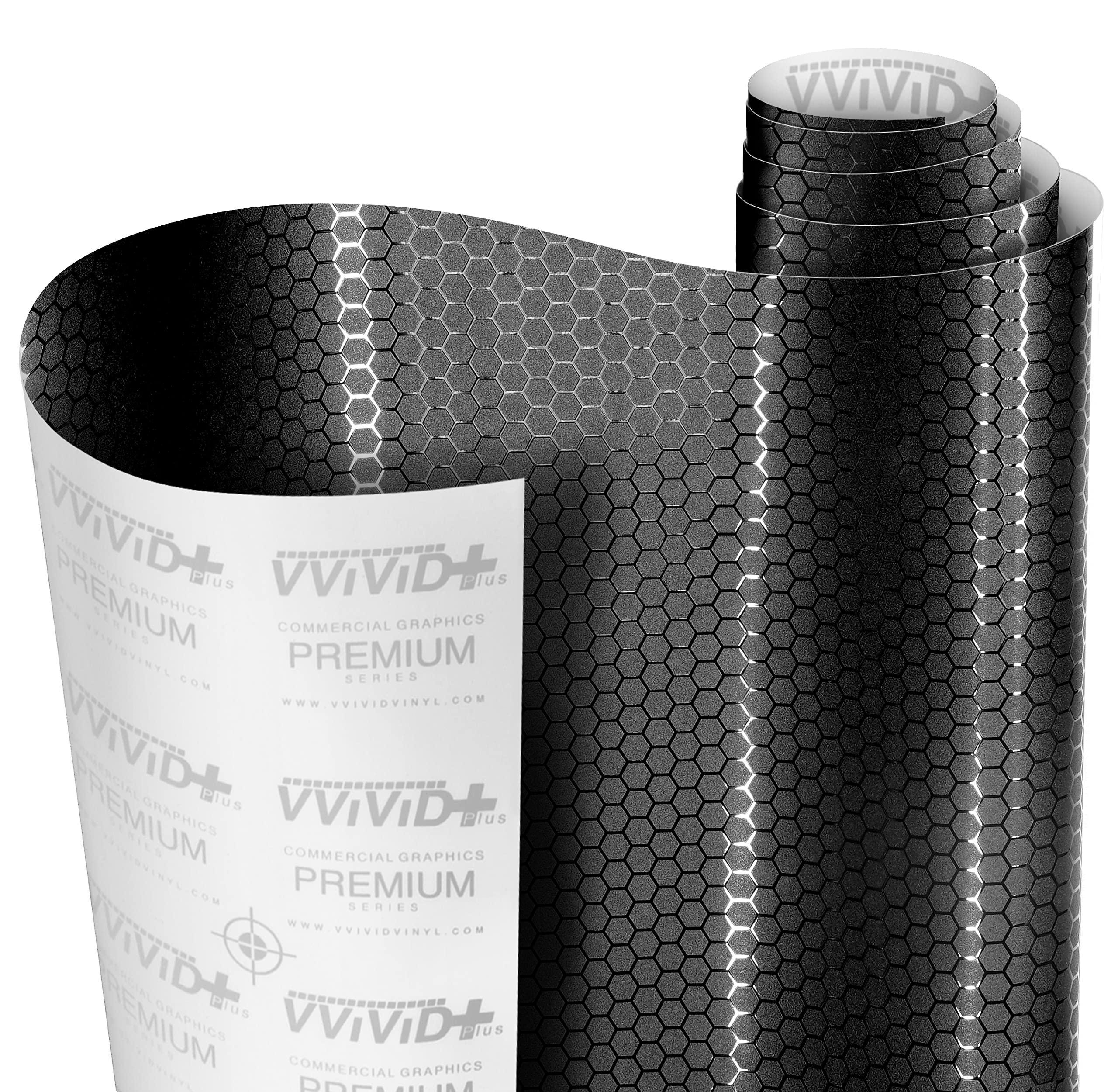 VViViD front view showing honeycomb matte black panel and packaging benefit of clear pattern