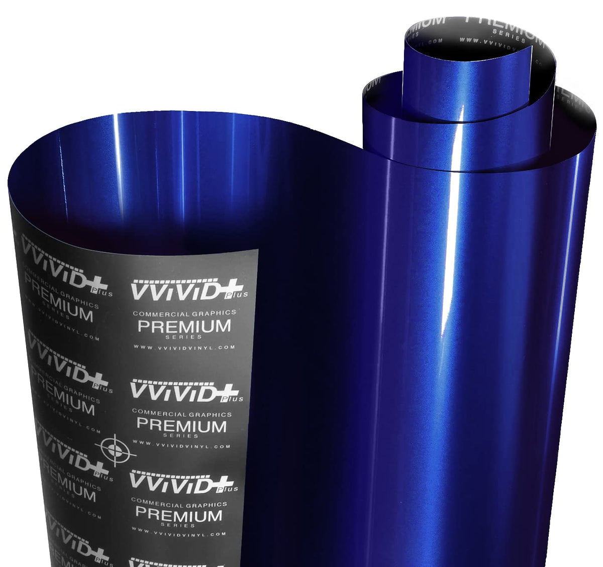 VViViD Neptune Pearl Blue front roll showing rich gloss finish and easy handling