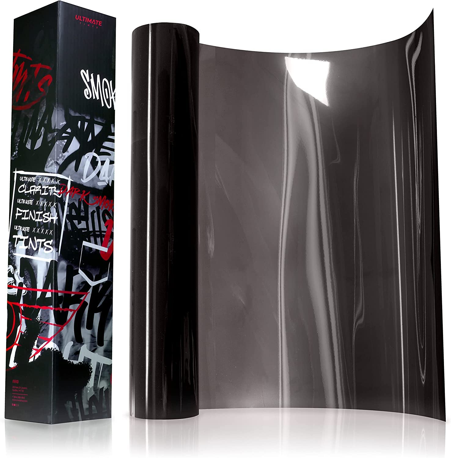 VViViD roll front packaging showing dark smoke tint and size benefits