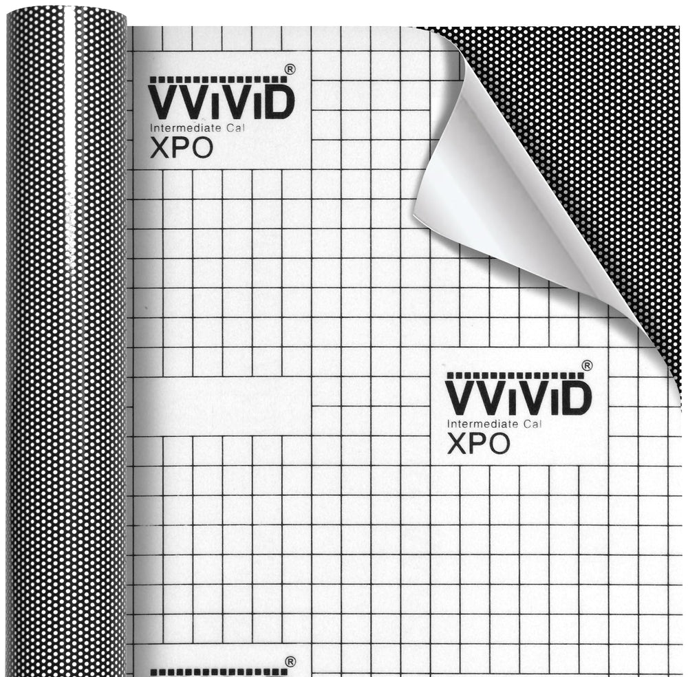 VViViD roll beside ruler showing 36x54 inch scale and accurate fit benefit