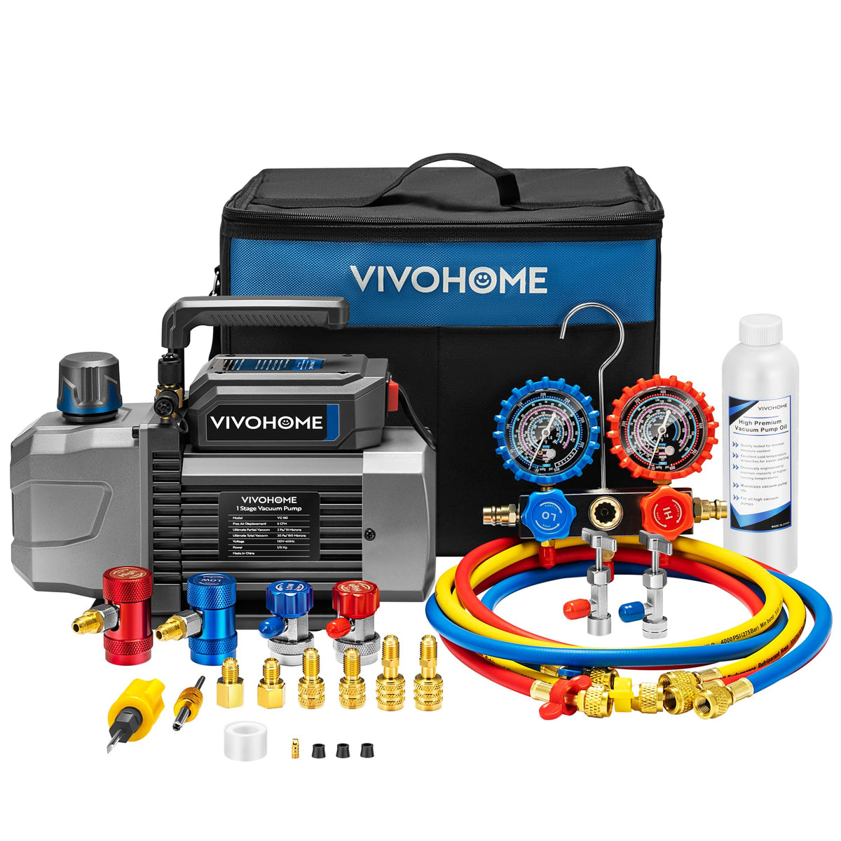 VIVOHOME front view of pump and manifold showing compact kit benefits