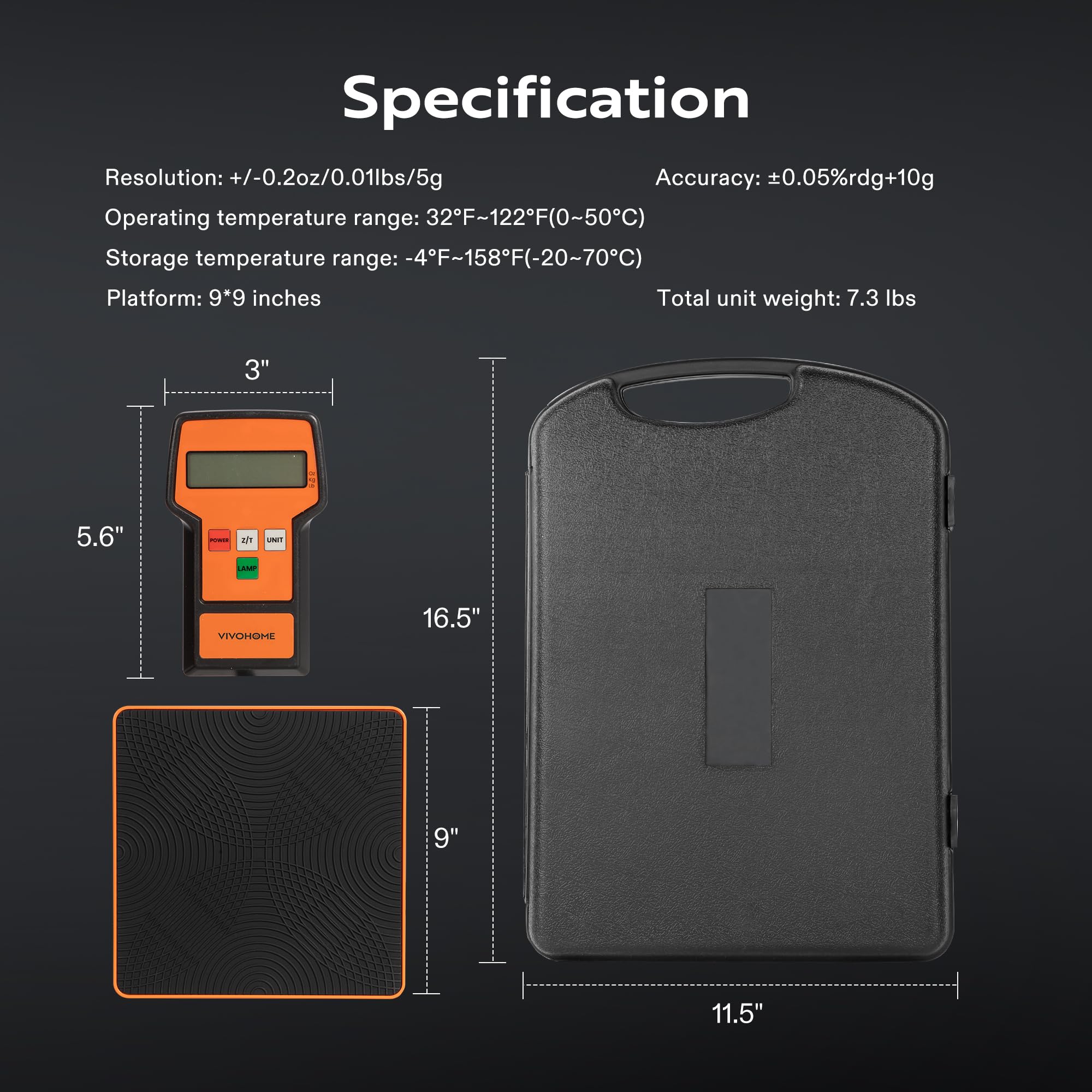 VIVOHOME scale next to tools showing compact size and portability