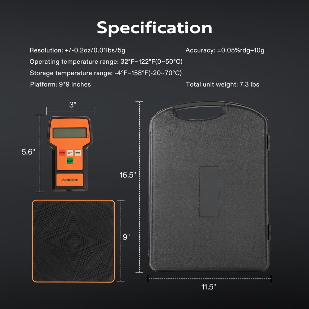 VIVOHOME scale next to tools showing compact size and portability