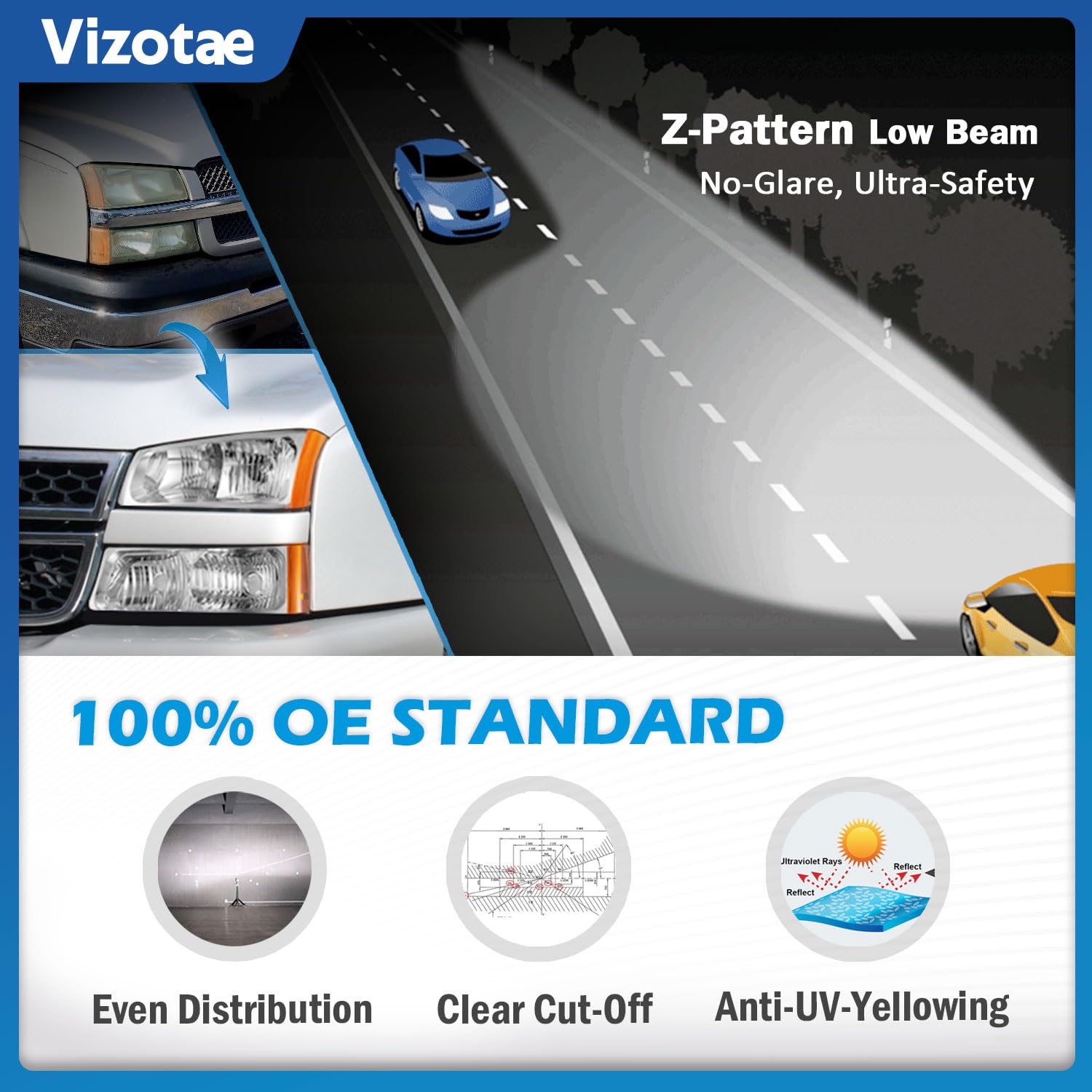 Vizotae headlight next to hand to show size and easy handling