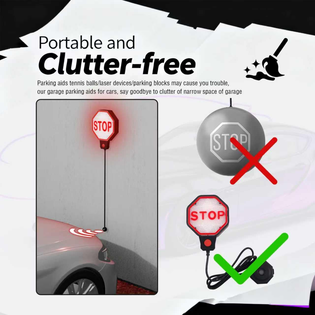 VKQTS indicator lit behind parked car delivering consistent parking help