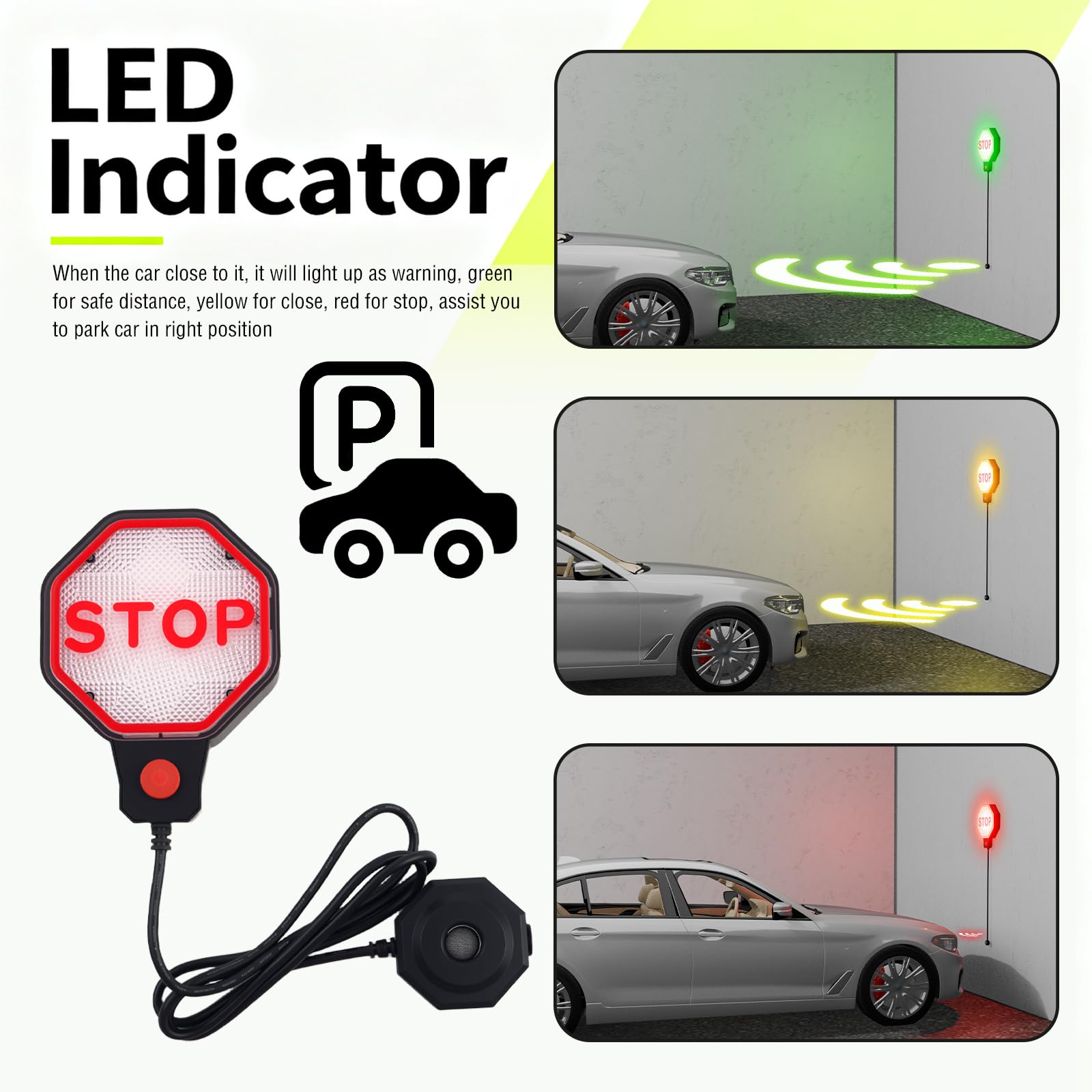VKQTS mounted on garage shelf saving floor space and guiding parking