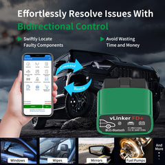 vLinker FD+ plugged into vehicle port demonstrating direct ECU access