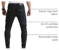 VNFOX removed knee and hip armor inserts showing CE Level 2 protection and removable convenience