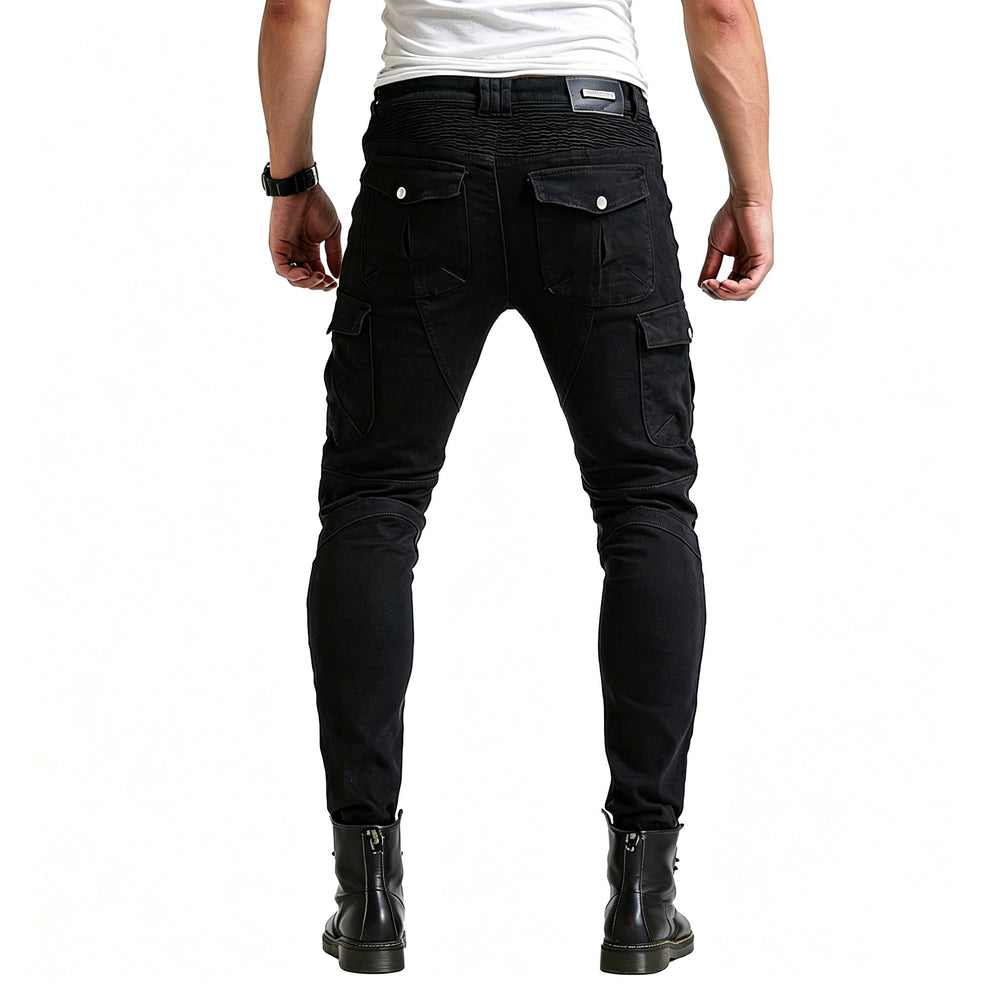 VNFOX close-up of YKK zipper and double-button for reinforced durability and secure closure