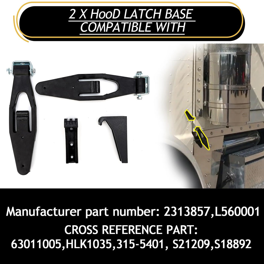 VODCACA hood latch base side profile illustrating mounting points and alignment