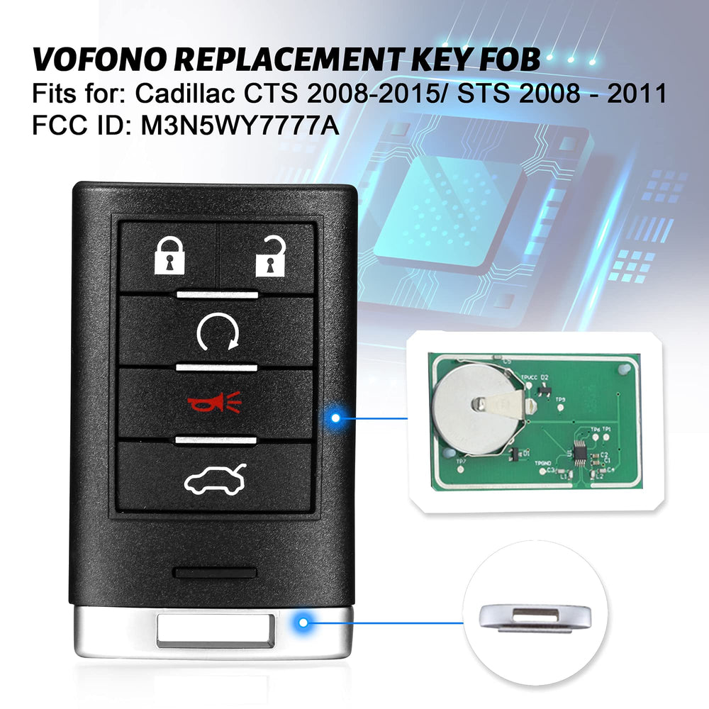 VOFONO back view of remote shell showing casing details and fitment for Cadillac models