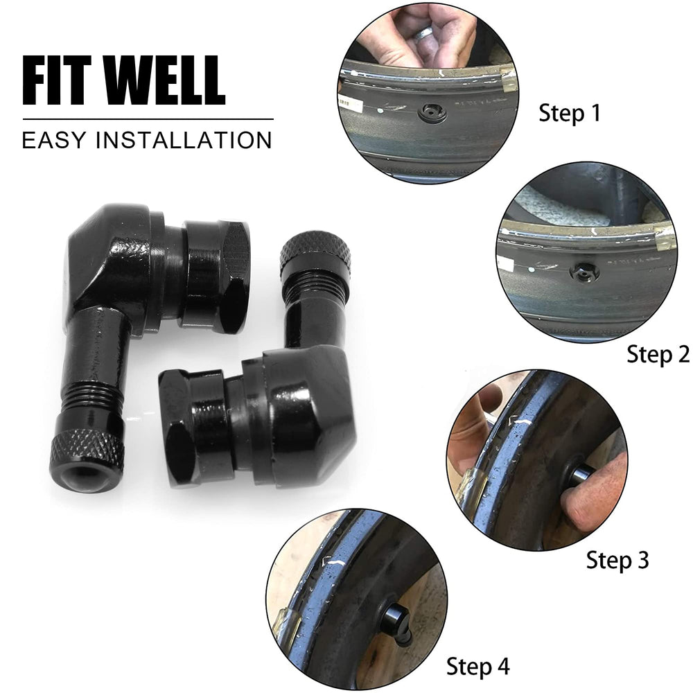 VOFONO valve stem mounted on motorcycle rim for quick inflation and pressure checks