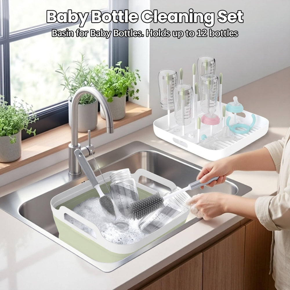 Volnamal lid drying rack holding bottles to speed air-drying